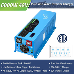 Sungold Power 6000W Split Phase Pure Sine Wave Inverter with Charger – DC 24V/48V
