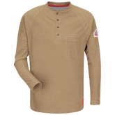 Bulwark iQ Series X-Large Khaki 69% Cotton/25% Polyester/6% Polyoxadiazole Flame-Resistant Comfort Knit Henley Shirt.