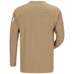 Bulwark iQ Series Khaki 69% Cotton/25% Polyester/6% Polyoxadiazole Flame-Resistant Comfort Knit Henley Shirt.