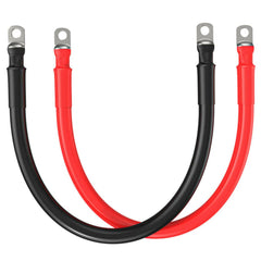 Rich Solar 2 Gauge (AWG) Black and Red Pure Copper Inverter Battery Cables | Pick Length and Lugs.