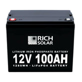 Rich Solar 12V 100Ah LiFePO4 Lithium Iron Phosphate Battery.