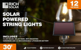 Rich Solar | Solar Powered String Lights 12 Led Bulbs.