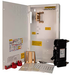 MidNite Solar 250A Mini DC Disconnect Box with additional DIN rail (SKU Part Number MNDC250PLUS).