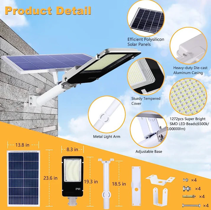 7000W Commercial Solar Street Light – 135,000 Lumens | Dusk to Dawn with Remote Control
