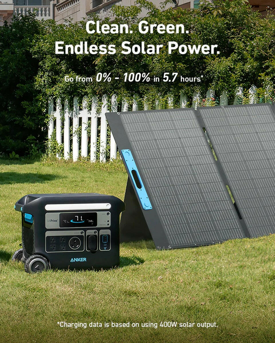 Anker SOLIX F2000 Solar Generator + 400W Solar Panel.