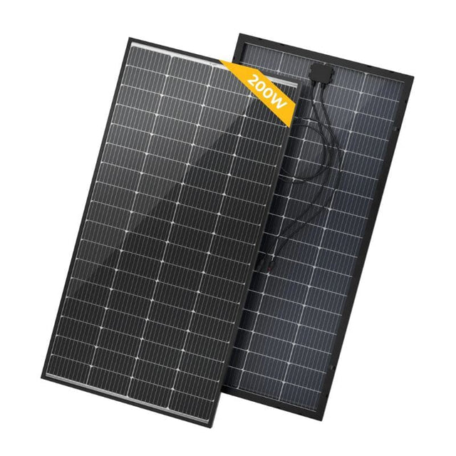 BougeRV 200W Rigid Bifacial Monocrystalline Solar Panel – 10BB Half-Cut Design