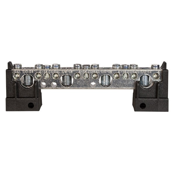 MidNite Solar Four 1/0 & eleven #6 useable wire slots. 180 amps - black (SKU Part Number MNTBB-B)