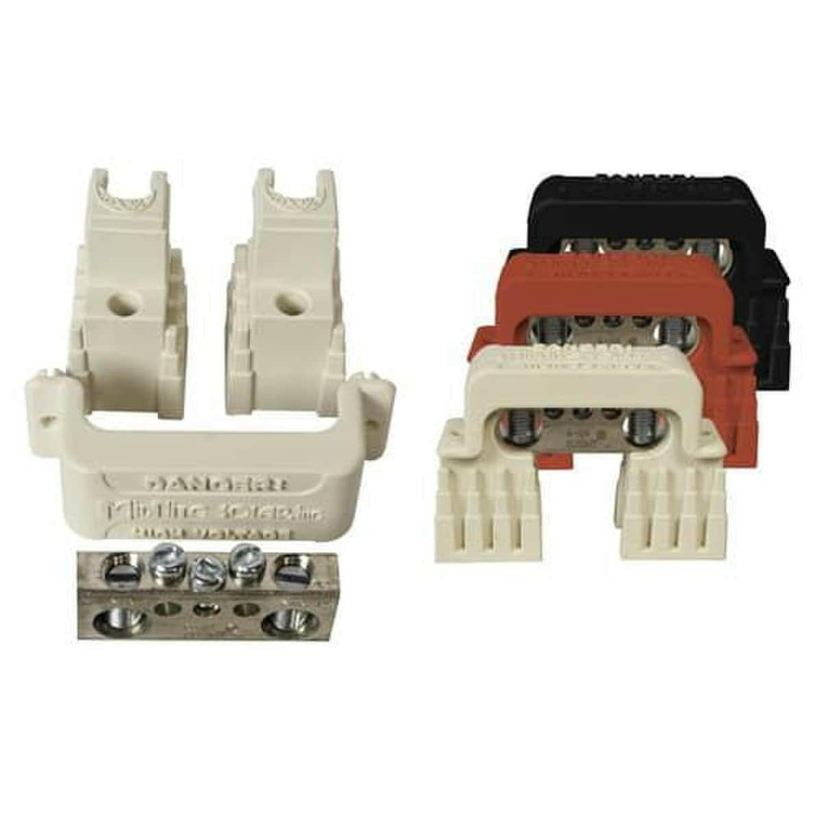 MidNite Solar 2/0 Busbar, 5 wire locations, 3 x #6 & 2 x 2/0 wire - white (SKU Part Number MNTBB2-5 W)