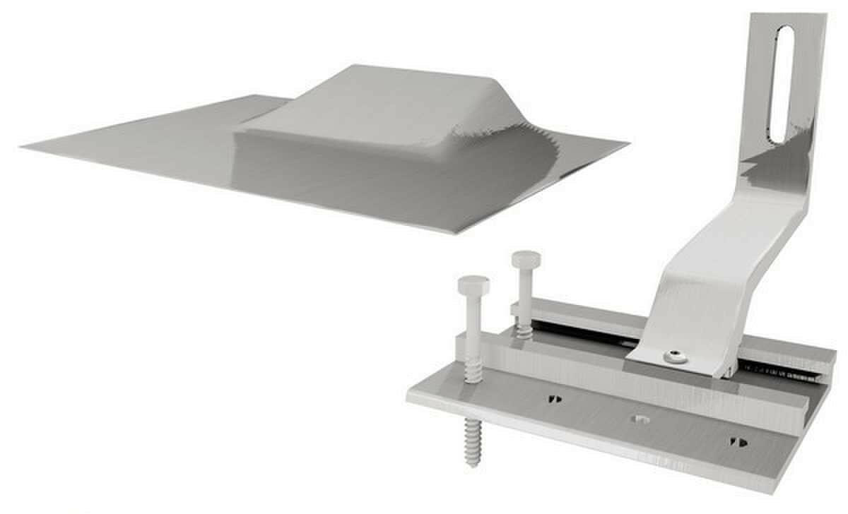 Quick Mount PV Mill Flashing with Curved Tile Hook - 12/Pack.