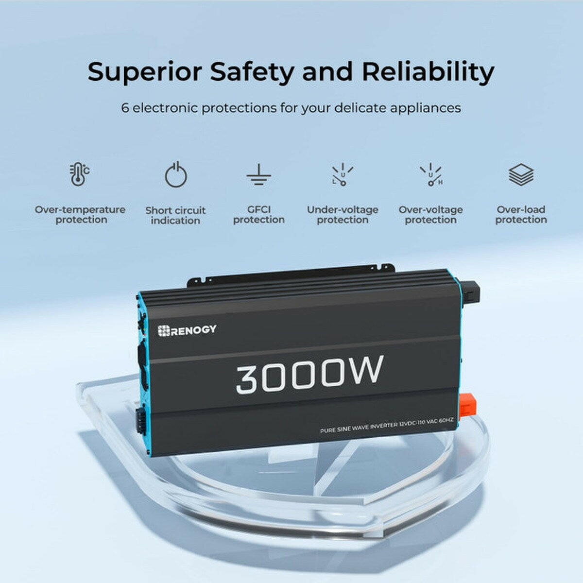 Renogy 3000 W Thermally Controlled Pure Sine Wave Inverter.