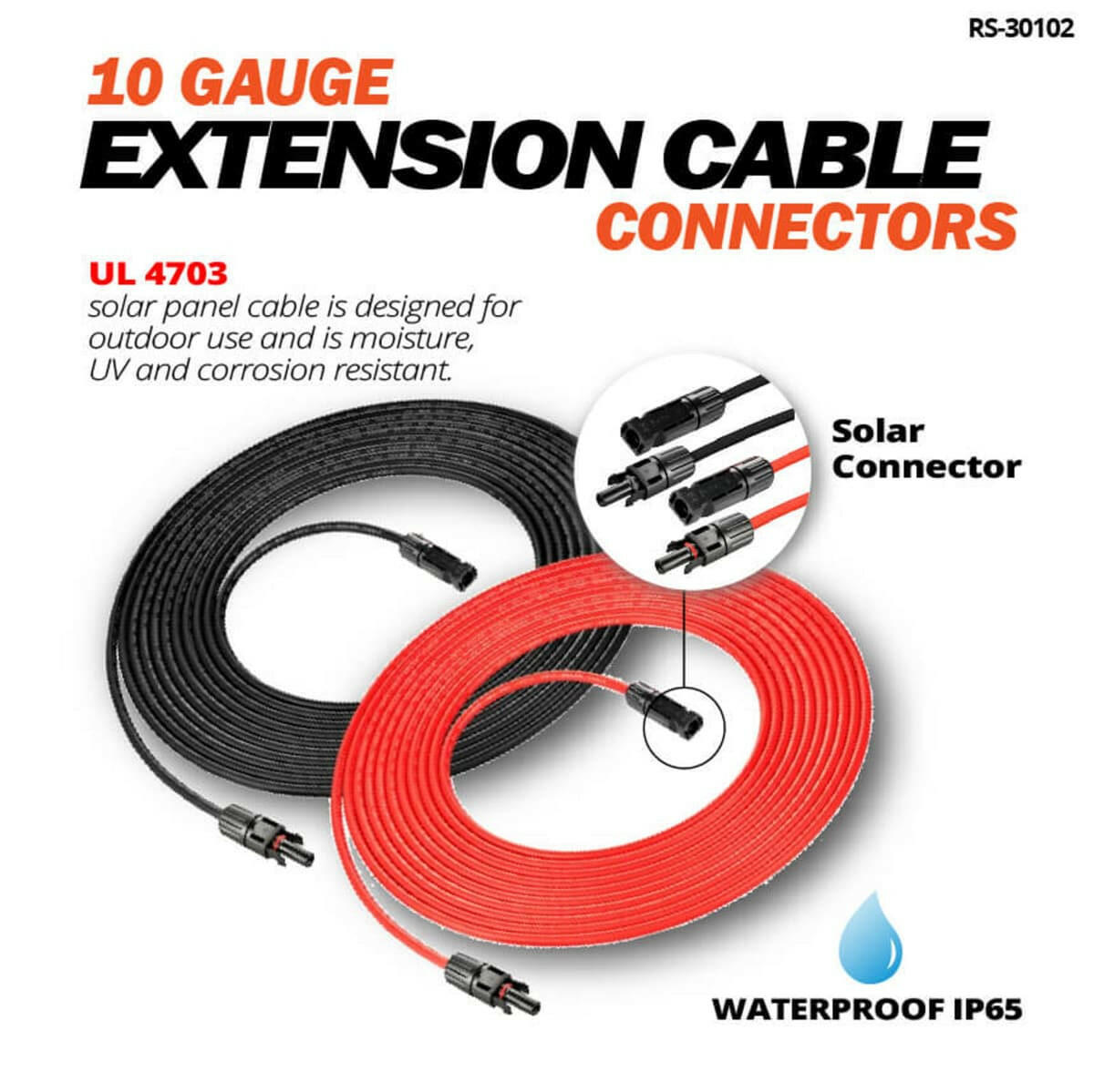 Rich Solar 10 Gauge 15 Feet Solar Extension Cable.