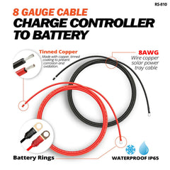 Rich Solar 8 Gauge 10 Feet Cable Connect Charge Controller to Battery.