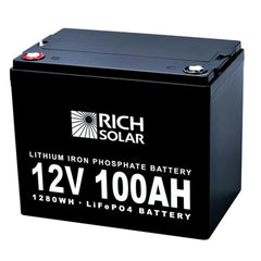 Rich Solar 12V 100Ah LiFePO4 Lithium Iron Phosphate Battery.
