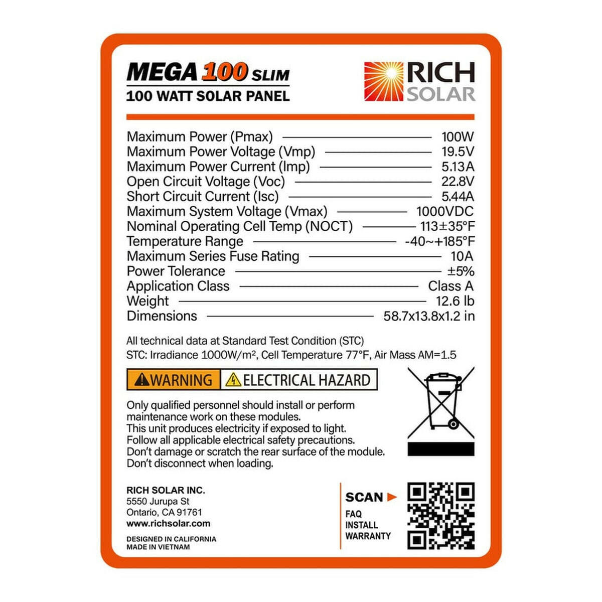 Rich Solar Mega 100 Slim Solar Panel.