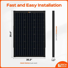 Rich Solar MEGA 60 Watt Portable Solar Panel Black.