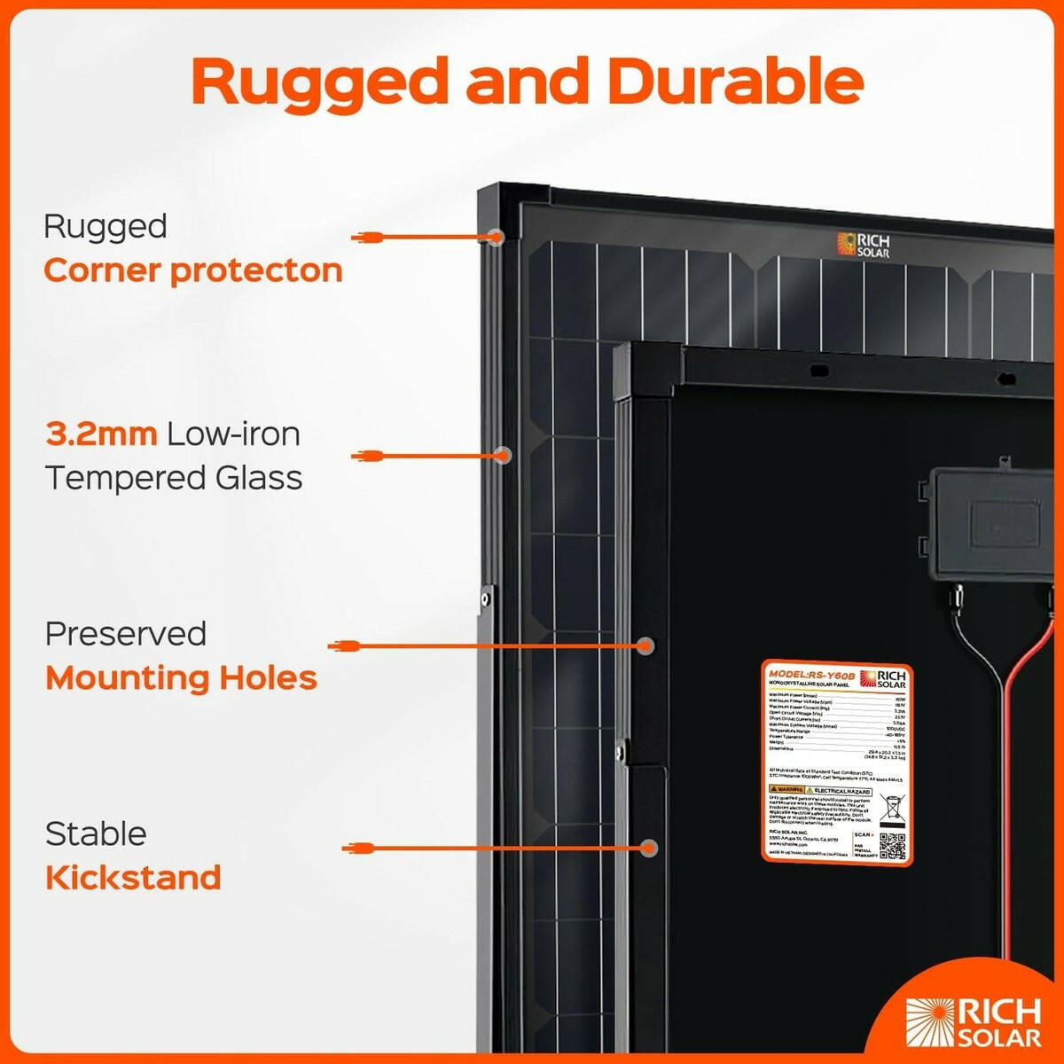 Rich Solar MEGA 60 Watt Portable Solar Panel Black.