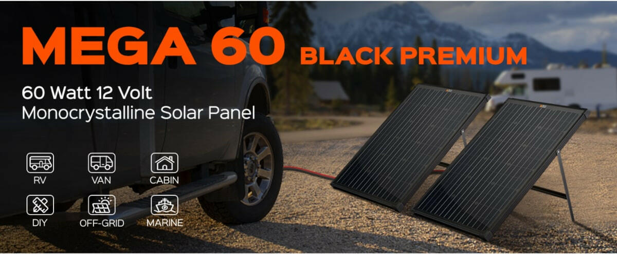 Rich Solar MEGA 60 Watt Portable Solar Panel Black.