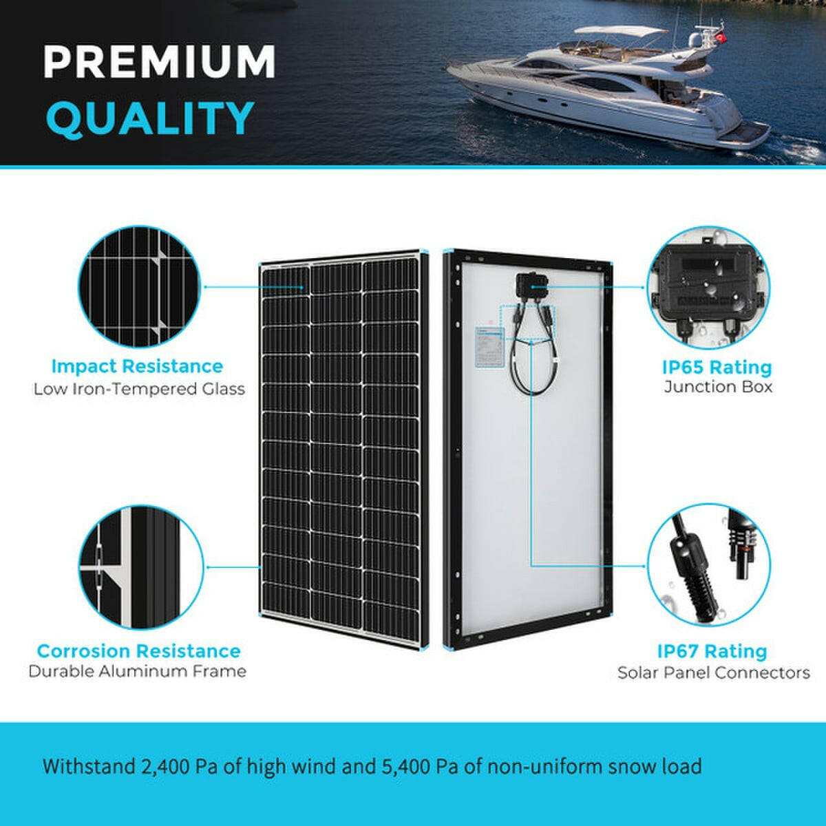 Renogy RSP Series 100 W Monocrystalline Solar Panel.
