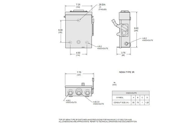 Schneider Electric E1 Series 240 Vac Non-Fusible General Duty Single Throw Safety Switch