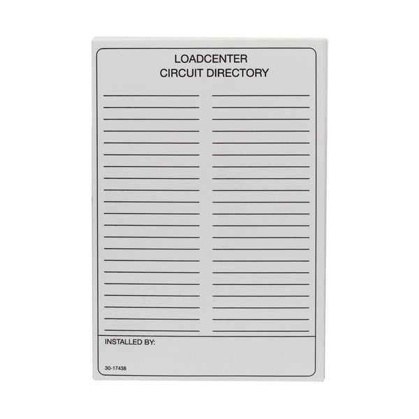 TCD - Eaton CH 3/4-Inch Loadcenters and Breakers Accessories - Circuit Directory