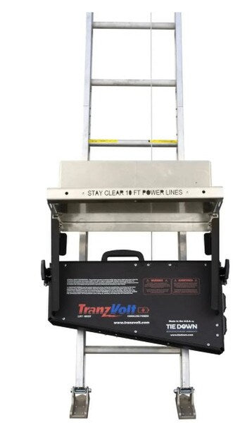 TranzVolt Tie Down 28 ft 6000 Sq-ft Battery Powered Ladder Hoist with Cordless Remote