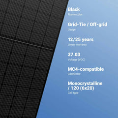 ZNShine Solar ZXM7 Series 400 W Monocrystalline Perc Solar Panel.