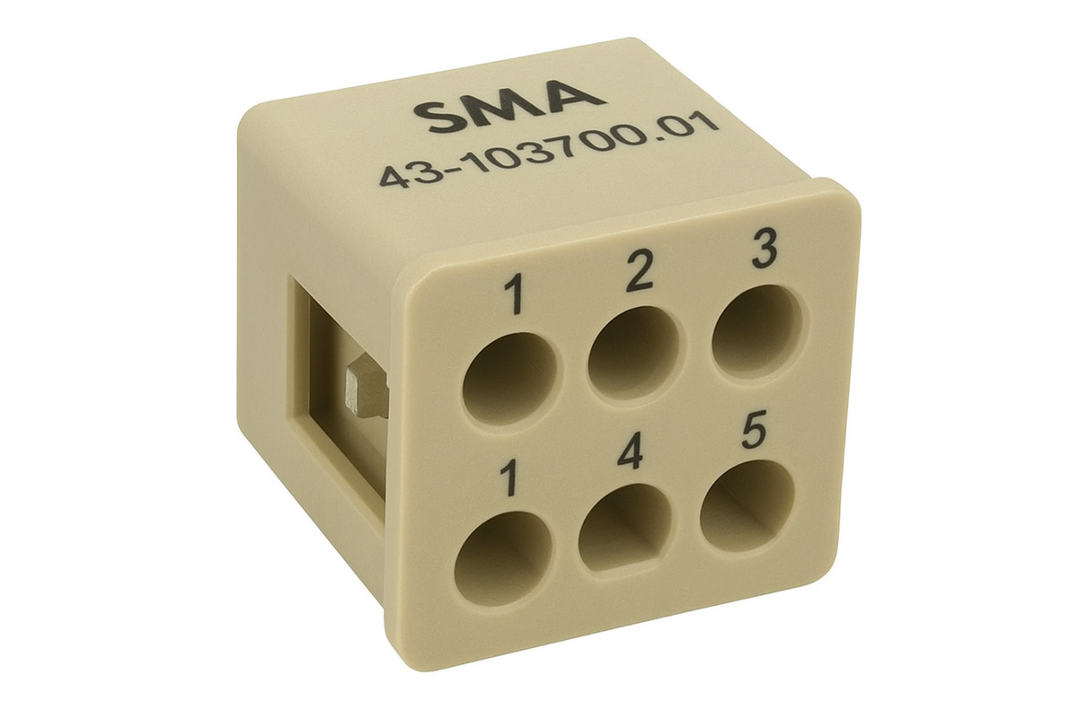 SMA 43-103700.01 – Female Insert AWG26-14 for MIXO (5-Pin Spring Clamp)