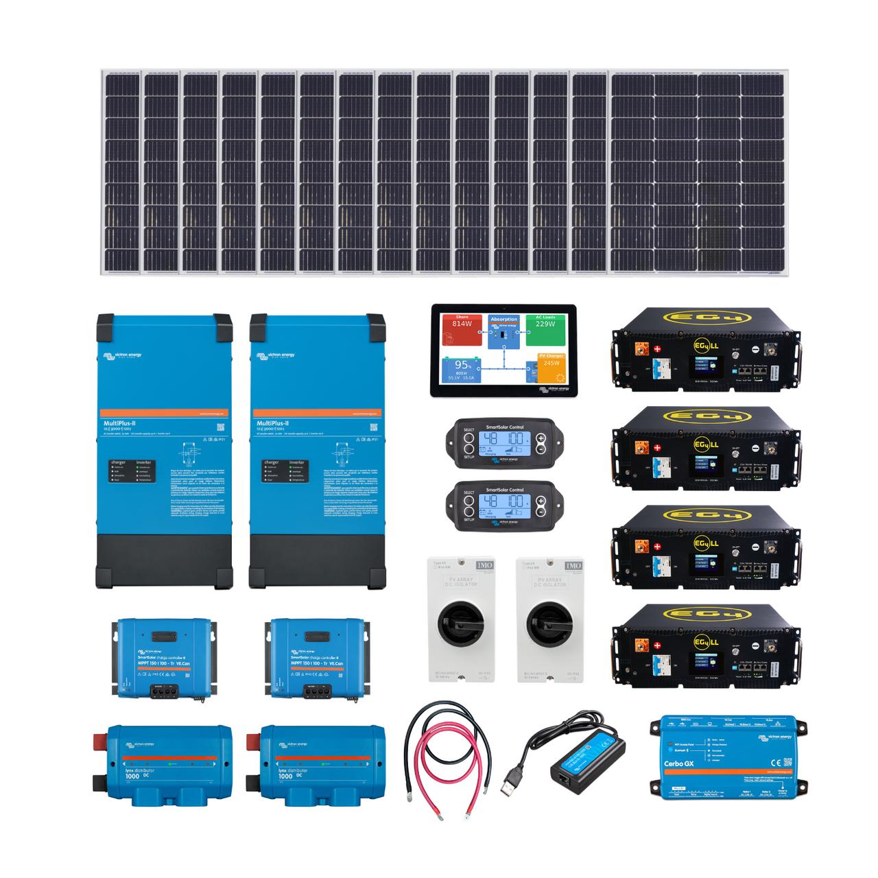 Complete Mobile Solar Kit For 50 AMP RVs| Victron MultiPlus-II 12/3000 | 12V Input | 3000VA Output 120/240V | [Kit-V0004]
