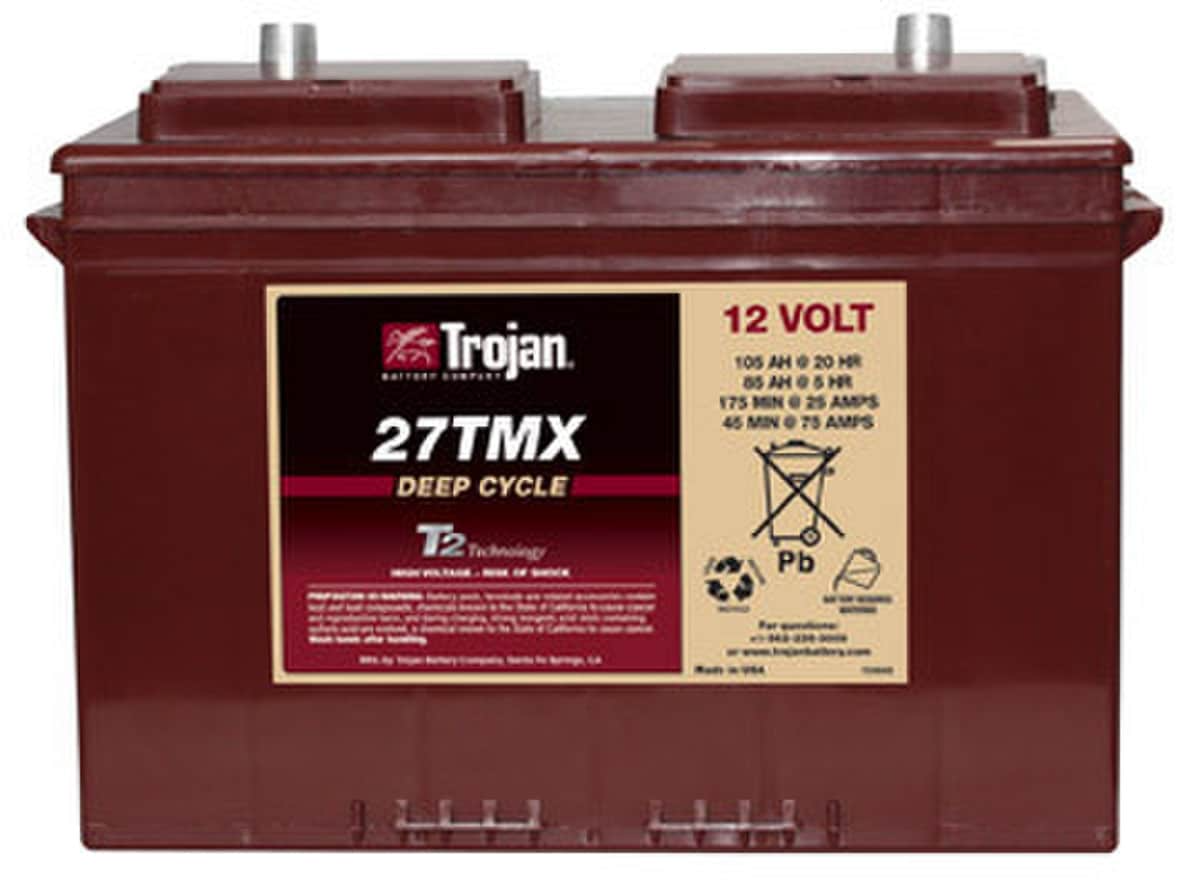 Trojan Battery 12 V 105 Ah Flooded Lead Acid Battery with POD Vent.